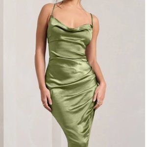 Club L Risk It All OLIVE CAMI COWL NECK ASYMMETRIC HEM MIDI DRESS